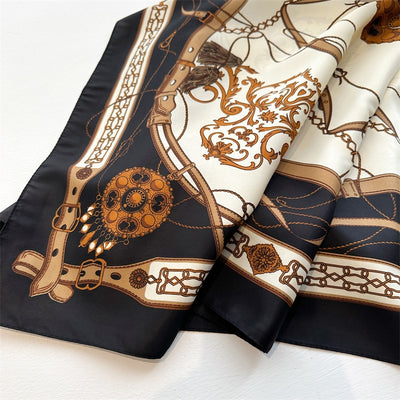 Pañuelo de Seda Twill Estampado 90cm con Anilla Cadena - Diseño Europeo y Americano - Image 11