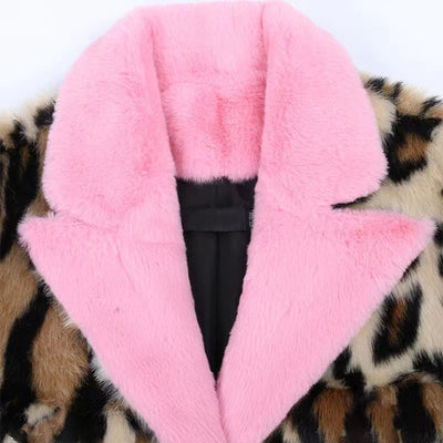 Abrigo de Piel Sintética Estampado Leopardo para Mujer - Otoño e Invierno - Image 9