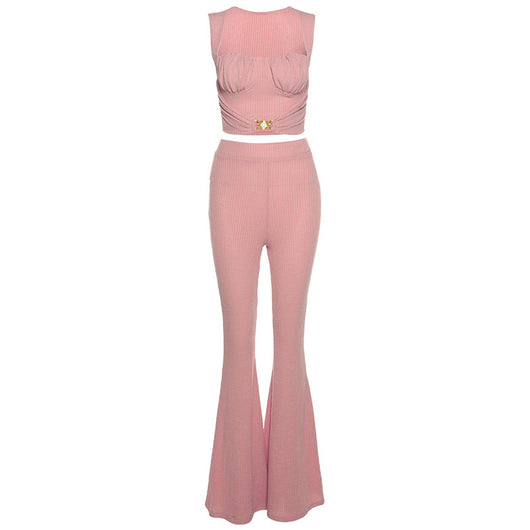 Pantalón Ancho Casual con Chaleco Ajustado y Cintura Alta - Image 21