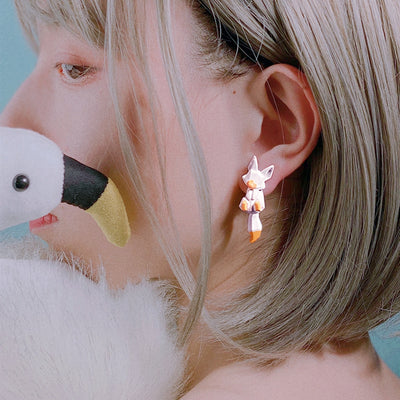 Aretes Asimétricos Zorro Diseño Animal Novelty para Mujer - Image 8