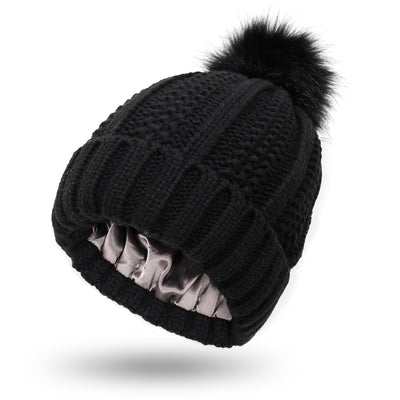 Gorro Tejido de Invierno con Pompón de Pelaje Sintético para Mujer - Image 10