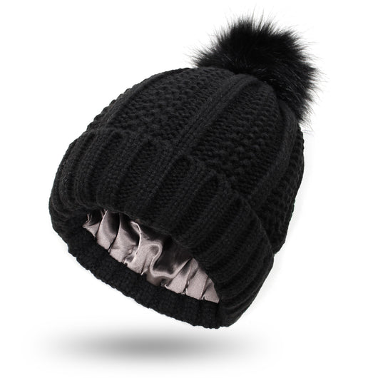 Gorro Tejido de Invierno con Pompón de Pelaje Sintético para Mujer - Image 10