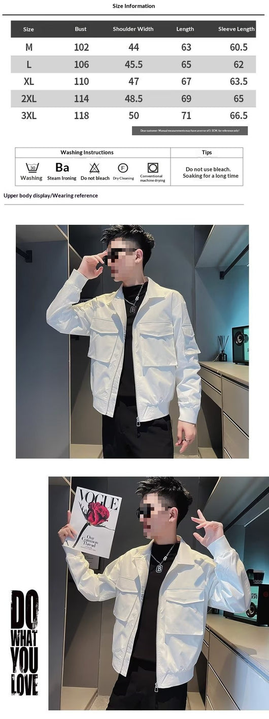 Chaqueta de Trabajo Retro con Cuello Mao para Hombre - Image 5