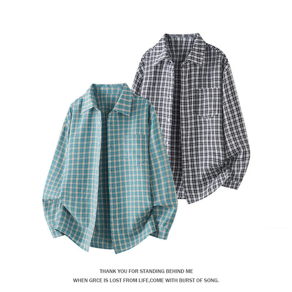 Camisa Casual de Cuadros Manga Larga Talla Grande para Hombre