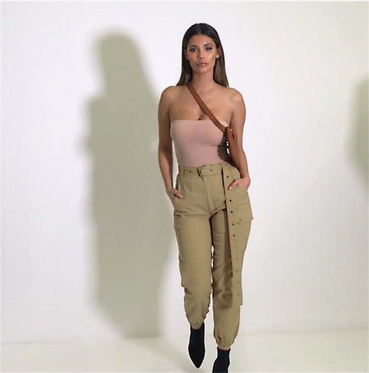 Pantalón Cargo Ajustado de Talle Alto con Puños Ceñidos - Image 17