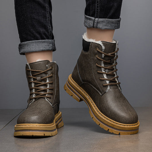 Botas Vaqueras Western para Hombre Invierno Cálidas Suela Gruesa Estilo Retro - Image 13