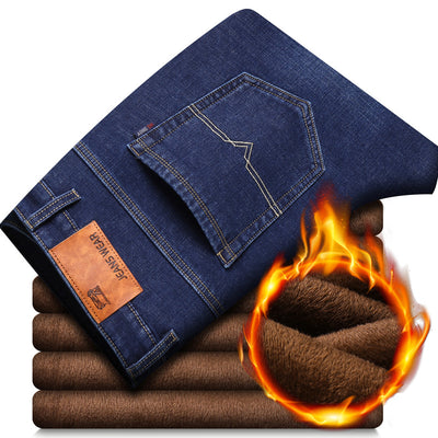 Jeans Casuales para Hombre con Forro Grueso y Terciopelo - Image 6