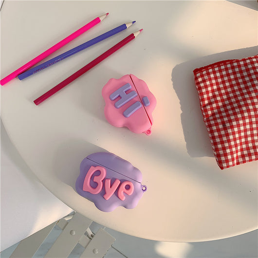 Funda AirPods 2 de Silicona Suave - Diseño 3D Cloud Letter HI BYE - Image 15
