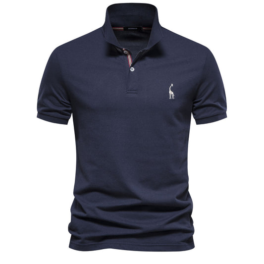 Polo Clásico para Hombre con Bordado de Venado - Diseño Básico Manga Corta