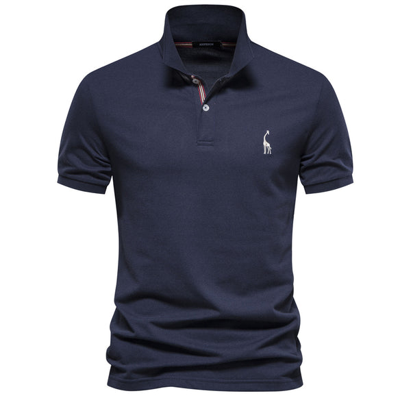 Polo Clásico para Hombre con Bordado de Venado - Diseño Básico Manga Corta