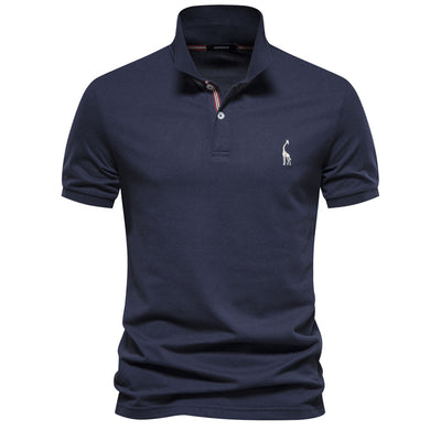 Polo Clásico para Hombre con Bordado de Venado - Diseño Básico Manga Corta