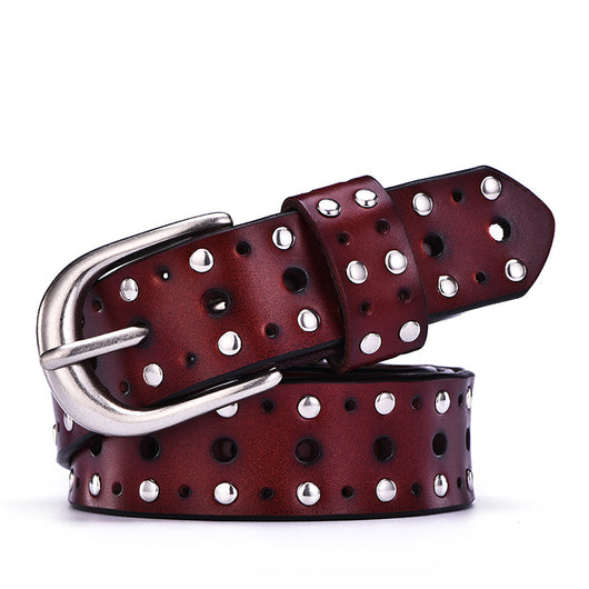 Cinturón de Cuero Genuino para Mujer con Remaches Punk - Estilo Europeo y Americano - Image 15