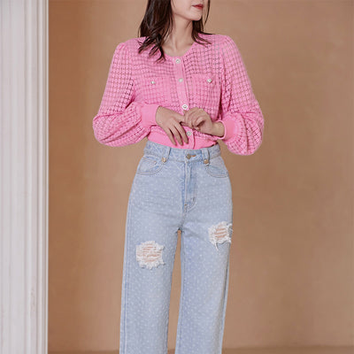 Cardigan Calado Perfumado Base para Mujer - Image 10