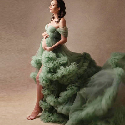 Vestido Premamá Hombros Descubiertos Multicolor para Sesiones Fotográficas - Image 18