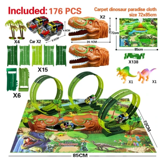 Juguete de Carrera en Pista Eléctrica Tiranosauro Dinosaurio Ensamblable con Simulación - Image 25