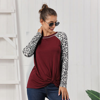 Blusa Leopardo con Mangas Largas y Dobladillo Anudado - Image 15