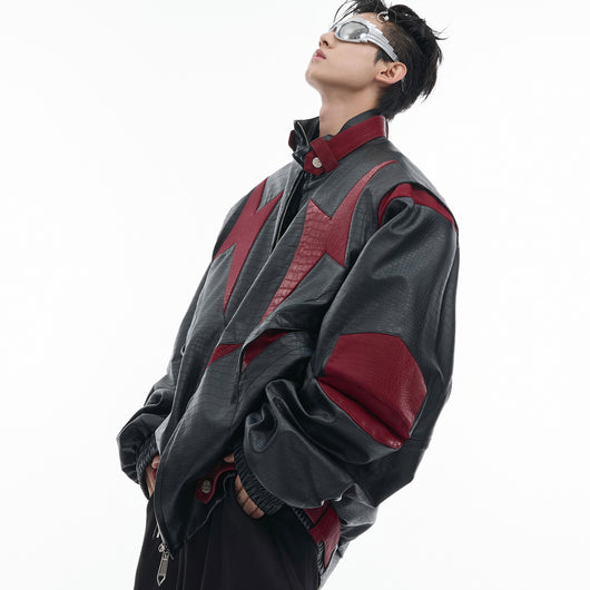 Chaqueta de Cuero PU con Detalles en Contraste y Herrajes Metálicos - Image 3