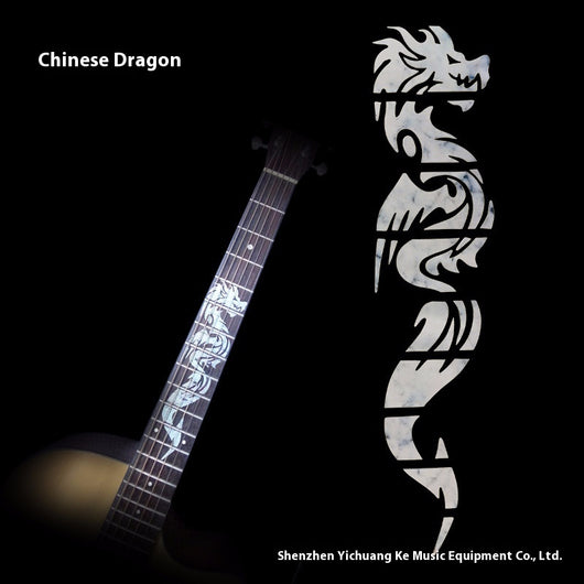 Blue cloud-shaped inlay stickers for guitar fingerboards, shown on a guitar neck and as a full sheet. - Image 33