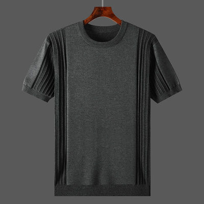 Camiseta Básica de Punto para Hombre - Cuello Redondo Manga Corta - Image 4