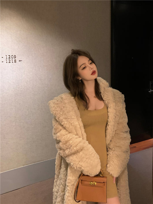 Cardigan Abrigo Grueso de Manga Larga con Forro Peludo para Otoño e Invierno - Image 11