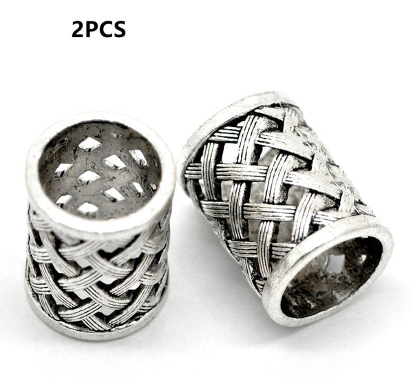 Cuentas Plata Antigua con Agujero Grande - Diseño Hueco Tallado - Image 13