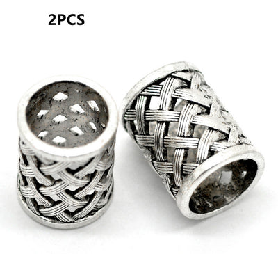 Cuentas Plata Antigua con Agujero Grande - Diseño Hueco Tallado - Image 13