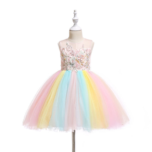 Vestido de Fiesta Infantil Colorido para Niñas - Diseño de Dama de Honor y Boda - Image 9
