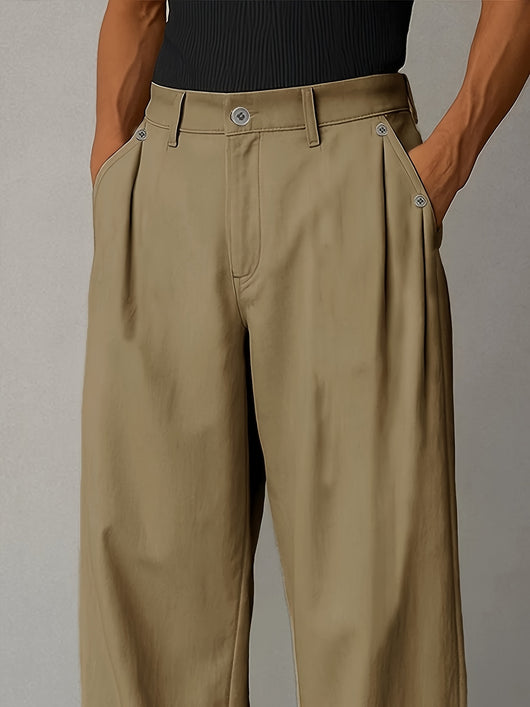 Pantalones Casuales Rectos de Color Liso para Hombre - Image 10