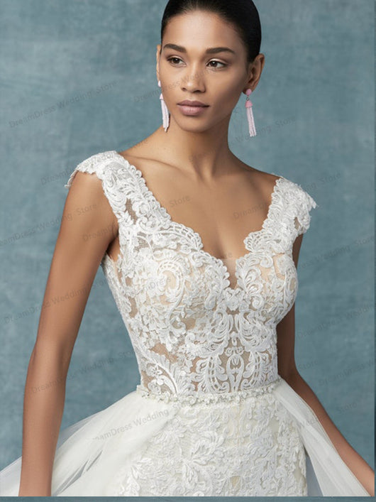 Traje de Encaje Bordado Elegante - Conjunto de Dos Piezas para Novia Moderna - Image 11