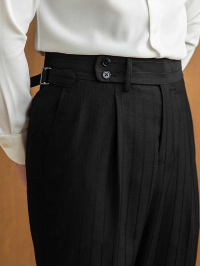 Traje Ejecutivo de Rayas Dobles Botones Negro Versátil - Image 9
