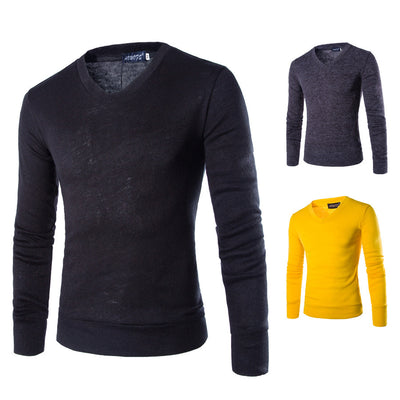 Suéter V-Neck de Felpa de Conejo para Hombre - Diseño Liso Tendencia - Image 3
