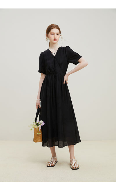 Vestido Jacquard Tencel Escote V con Textura - Image 2