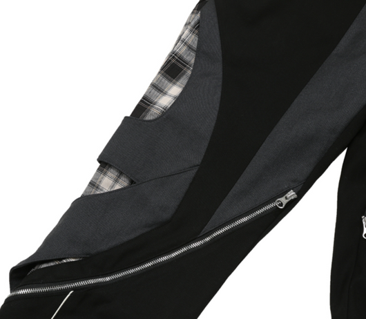 Pantalones Casuales con Cremallera y Costuras a Cuadros - Image 16
