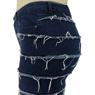 Jeans Skinny Stretch Desteñidos con Flecos para Mujer - Image 16