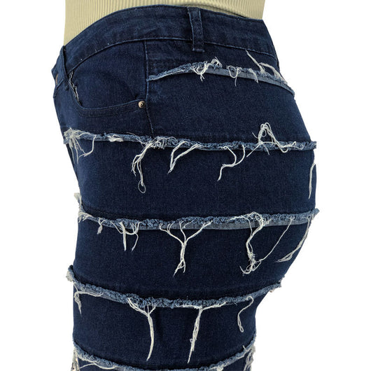 Jeans Skinny Stretch Desteñidos con Flecos para Mujer - Image 16