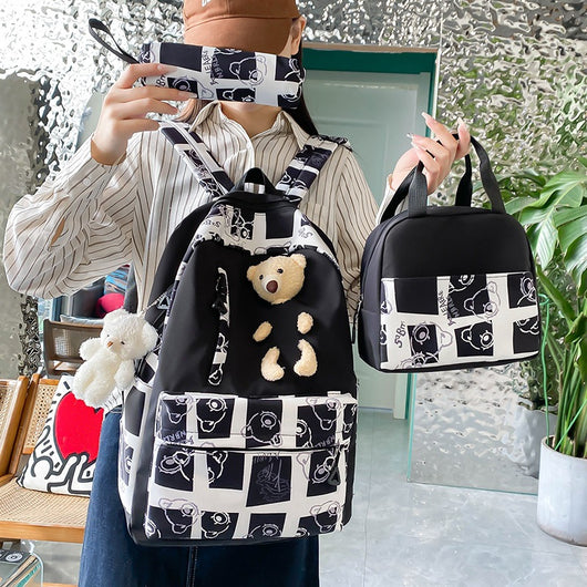Set de 3 Piezas: Mochila Escolar con Diseño Osito y Lonchera para Niñas - Image 2