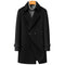 Reversible Long Wool Coat with Detachable Goose Down Lining and Double-Breasted Closure