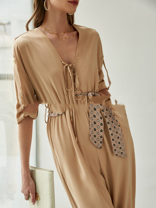 Jumpsuit Hombros Descubiertos Chifón Suelto Estilo Western Lolita Manga Corta - Image 4