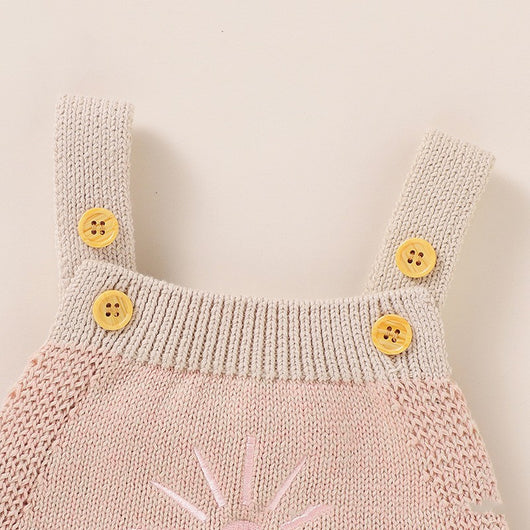 Enterizo Tejido para Bebé con Girasoles Bordados y Tirantes - Colección Otoño - Image 5
