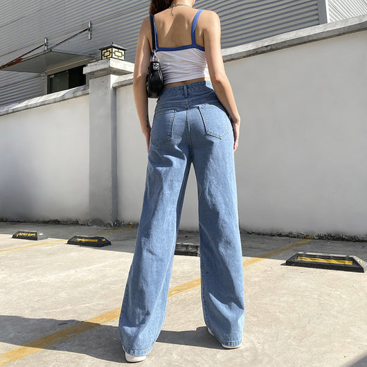 Jeans Rectos de Cintura Alta con Detalles Asimétricos - Image 3