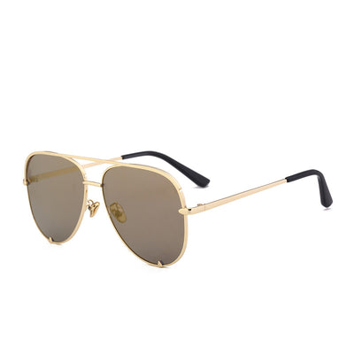 Black metal aviator sunglasses with dark grey lenses, a double bridge, and slender temples. - Image 17