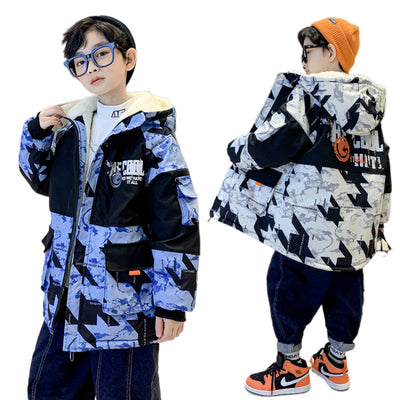 Parka Infantil Camuflaje con Forro de Terciopelo para Niños Medianos y Grandes - Image 4