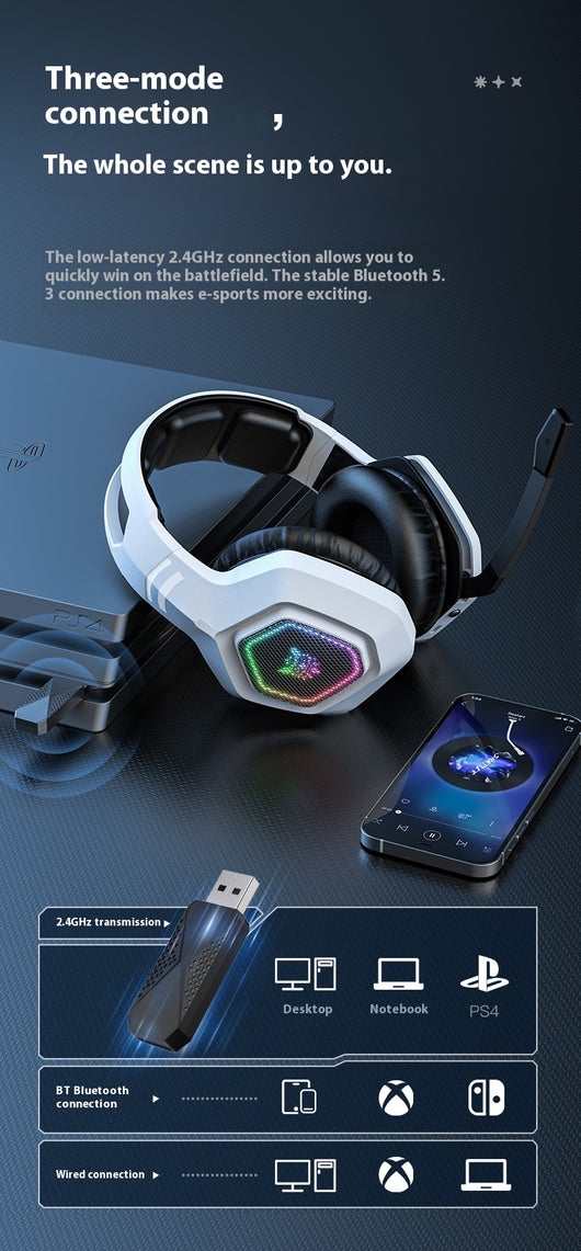 Auriculares Gaming Inalámbricos Bluetooth con RGB Luminoso - Image 11