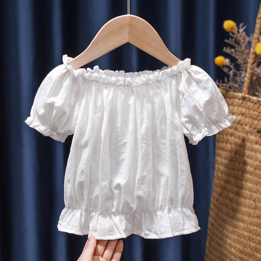 Conjunto Infantil de Verano: Falda Denim con Tirantes y Blusa Manga Corta - Image 2