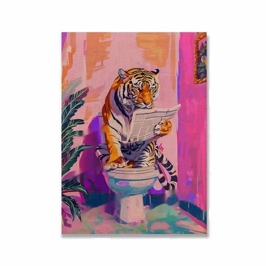 Póster Divertido de Tigre en el Baño - Decoración de Pared Original - Image 12