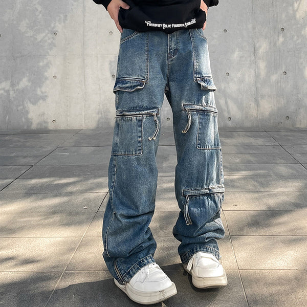 Pantalones Cargo Denim con Cierre Frontal - Estilo Urban