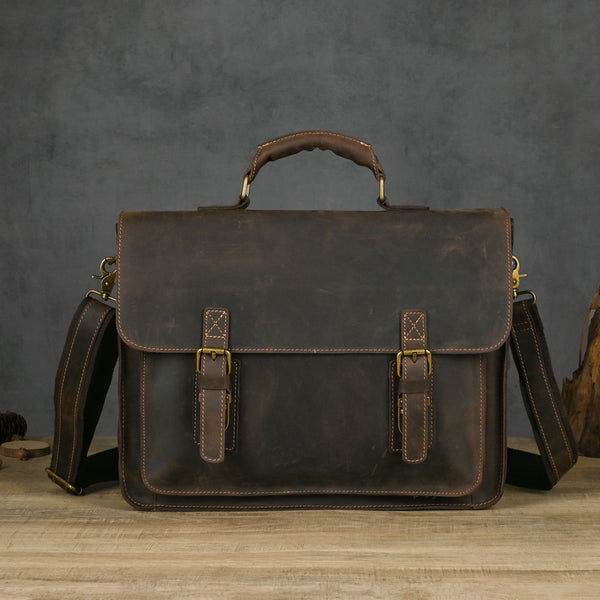 Bolso Crossbody para Laptop de Cuero Premium con Asa Simple
