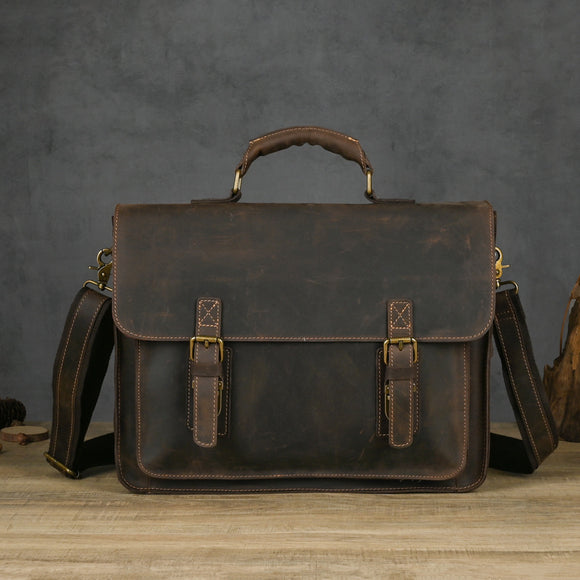 Bolso Crossbody para Laptop de Cuero Premium con Asa Simple