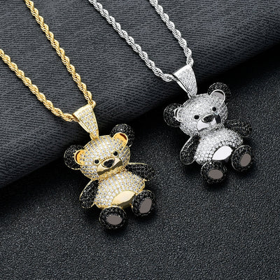 Dije Panda Tesoro Nacional con Circonitas Incrustadas - Collar Hip Hop Unisex