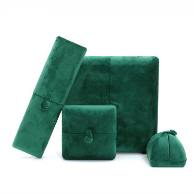 Caja de Anillos Doble con Flanela Verde Oscuro Ultra Suave